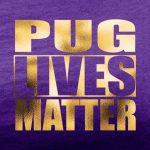 pug lives matter purple tee gold foil design