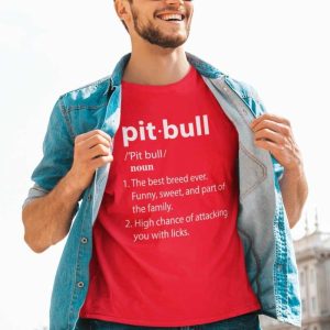 pit bull definition red tee white design