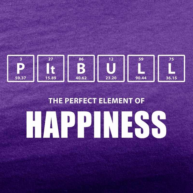 pitbull the perfect element of happiness purple tee white design
