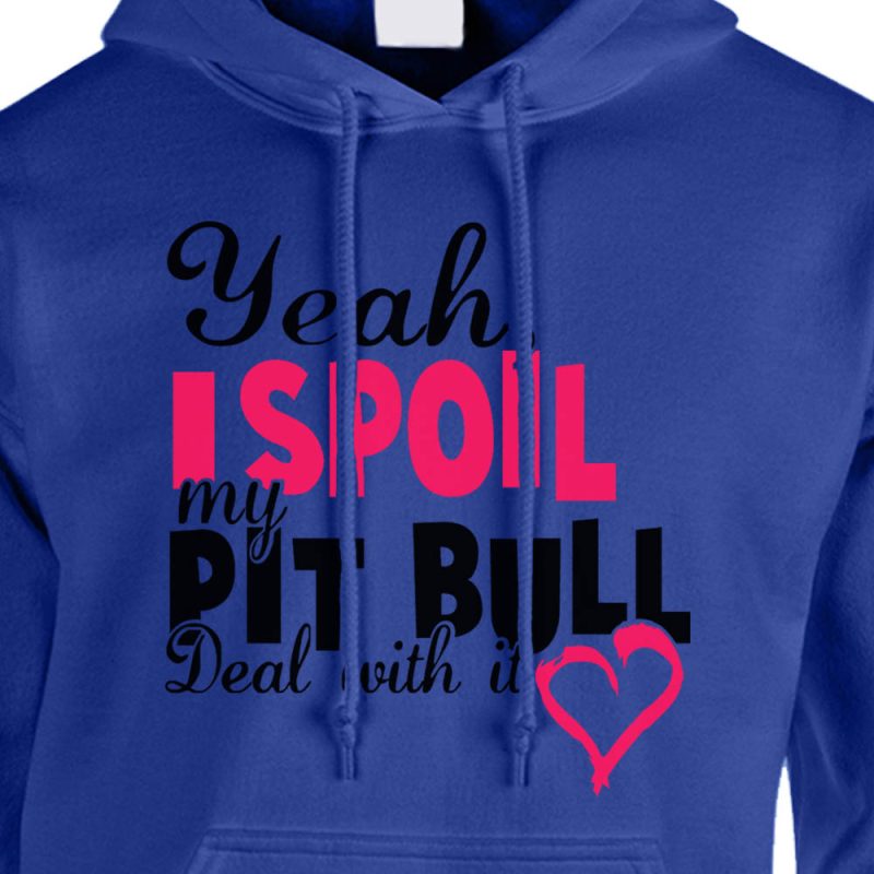 Yeah I Spoil My Pit Bull Deal With It Hoodie Royal Blue Black Pink