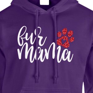 fur mama hoodie purple red glitter