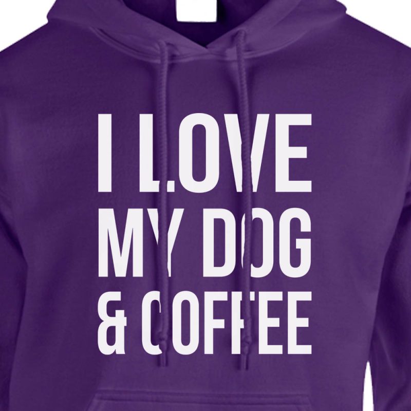 i love my dog and coffee hoodie purple