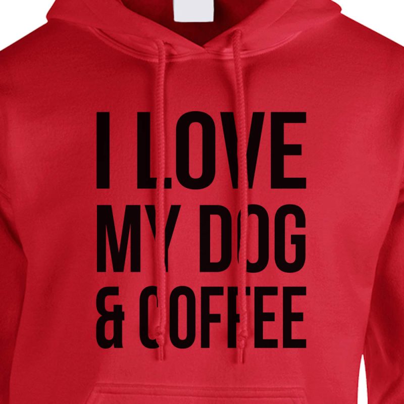 i love my dog and coffee hoodie red black