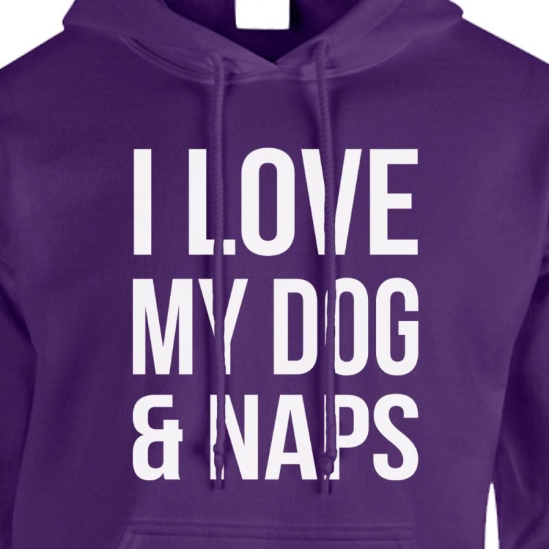 i love my dogs and naps hoodie purple