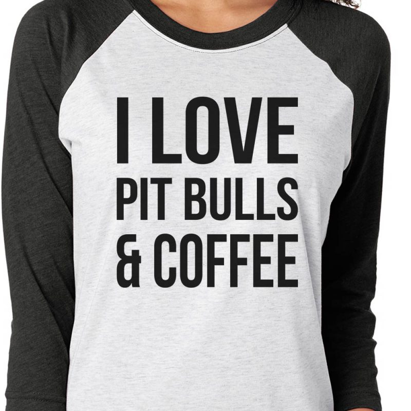 i love pit bulls and coffee baseball tee black