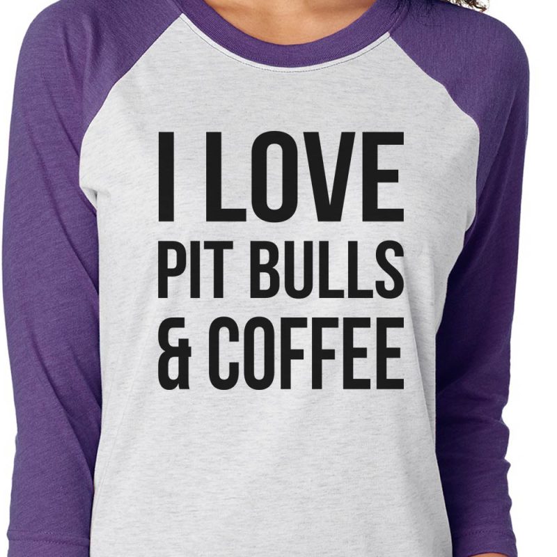 i love pit bulls and coffee baseball tee purple