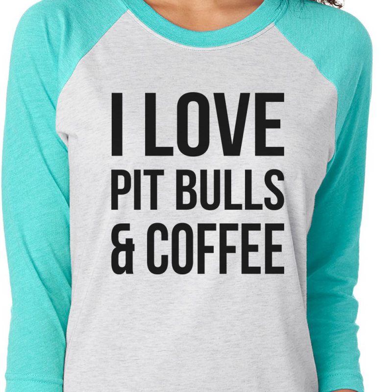 i love pit bulls and coffee baseball tee tahiti blue