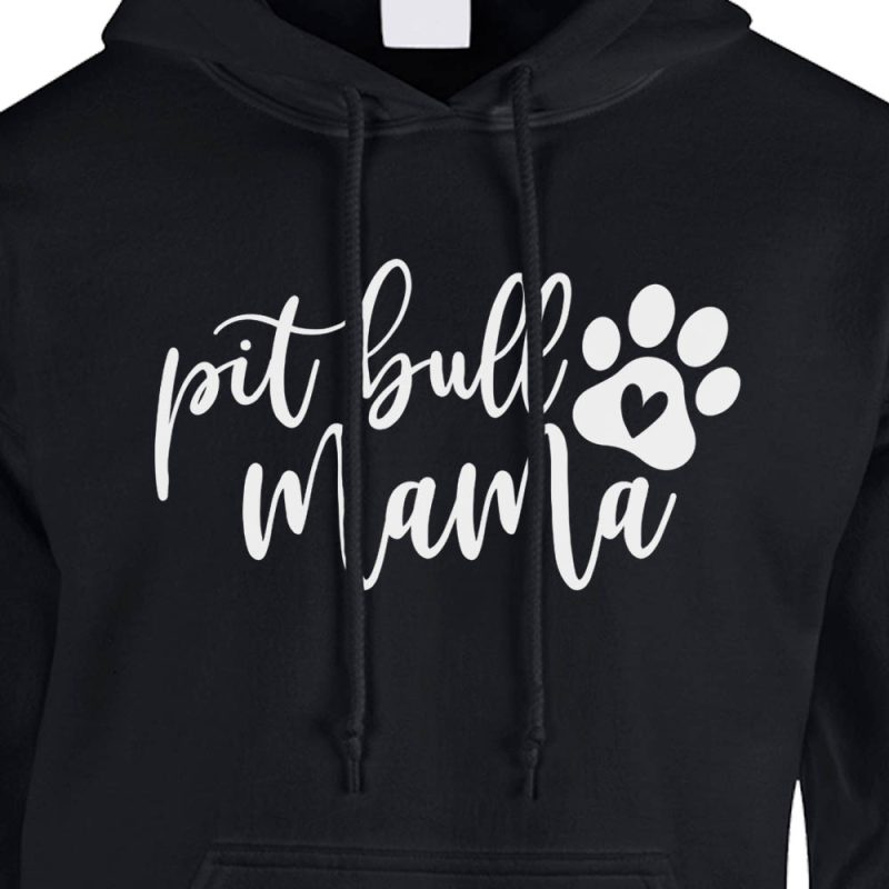 pit bull mama hoodie black white