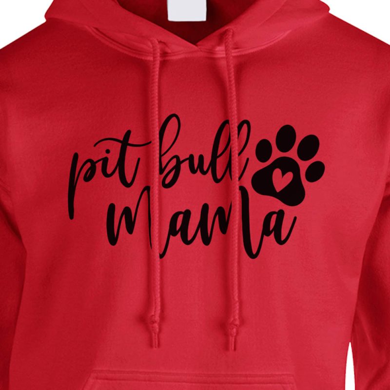 pit bull mama hoodie red black