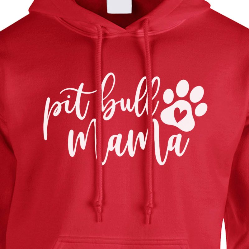 pit bull mama hoodie red white
