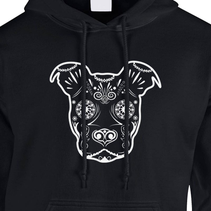 pit bull sugar skull hoodie black