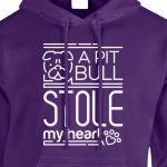 A Pit Bull Stole My Heart Hoodie Purple White