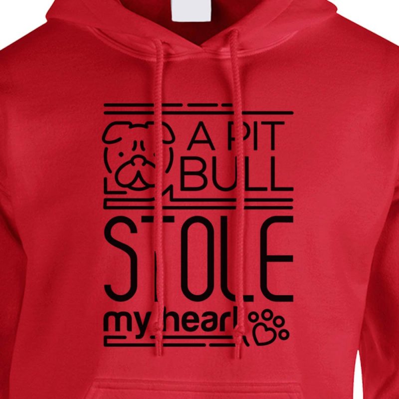 A Pit Bull Stole My Heart Hoodie Red Black