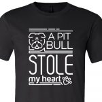 A Pit Bull Stole My Heart Shirt Black White
