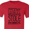 A Pit Bull Stole My Heart Shirt Red Black