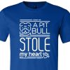 A Pit Bull Stole My Heart Shirt Royal Blue White