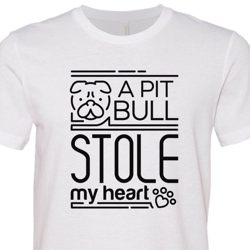 A Pit Bull Stole My Heart Shirt White Black