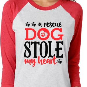 A Rescue Dog Stole My Heart Baseball Tee Red