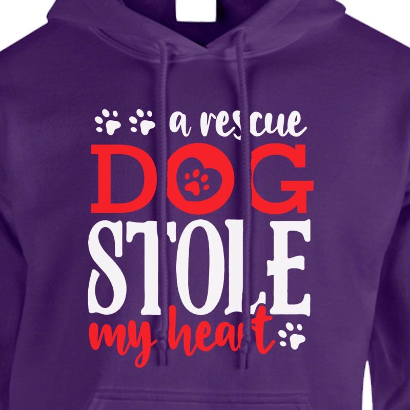 A Rescue Dog Stole My Heart Hoodie Purple