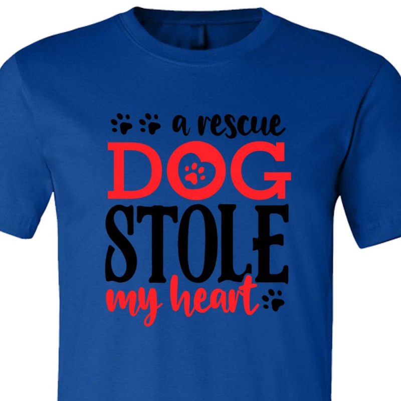 A Rescue Dog Stole My Heart Shirt Royal Blue Black