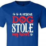 A Rescue Dog Stole My Heart Shirt Royal Blue White